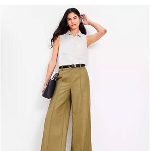 LOFT Olive Wide-Leg Pants